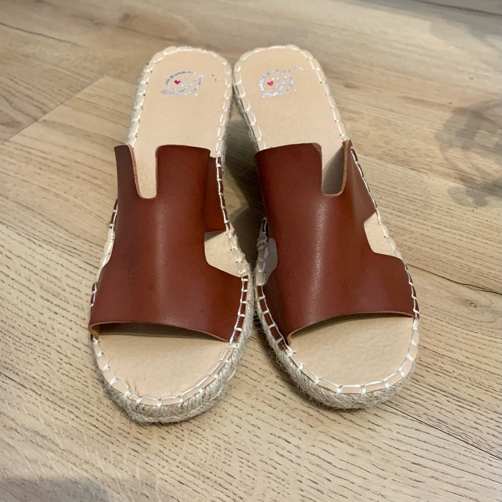 Chestnut Brown Espadrille Wedges